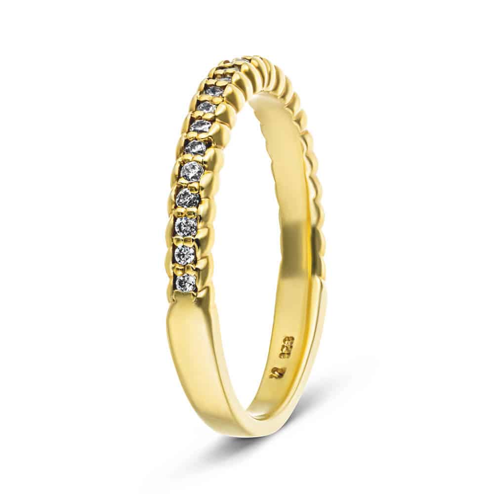 Diamond accented wedding band in recycled 14K yellow gold | Diamond accented wedding band in recycled 14K yellow gold