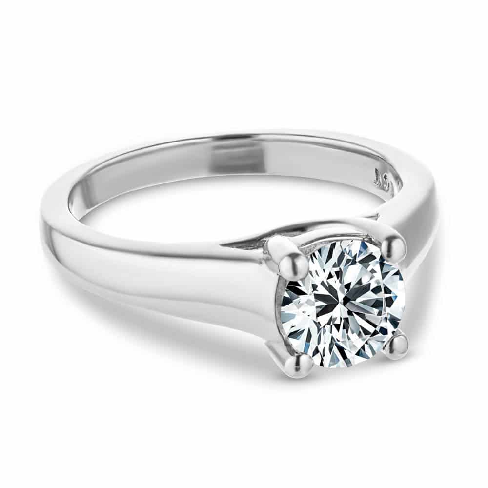 Shown with a 1.0ct Round cut Lab-Grown Diamond in recycled 14K white gold  