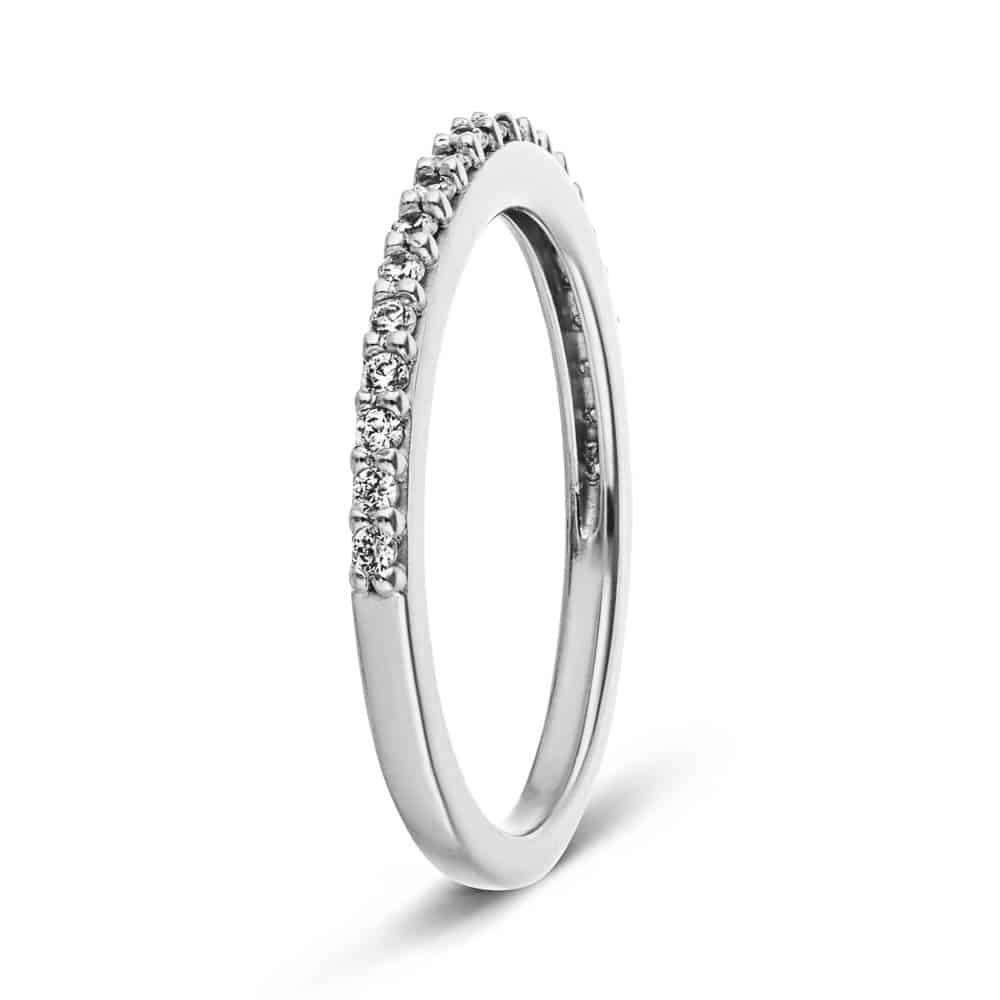 Diamond accented wedding band in recycled 14K white gold made to fit the Milky Way Engagement Ring 