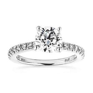Beautiful conflict free diamond accented engagement ring with 1ct round cut lab grown diamond in platinum setting inspired by tiffany & co novo