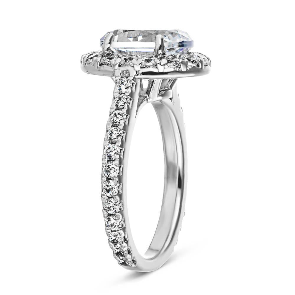 Shown with 2ct Oval Cut Lab Grown Diamond in 14k White Gold