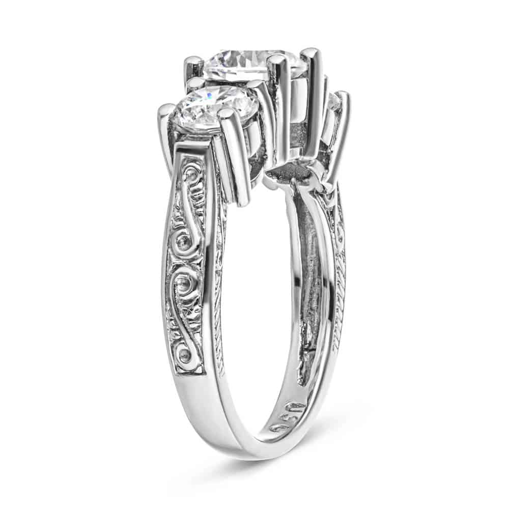 Shown with 3 Round Cut Lab Grown Diamonds in 14k White Gold