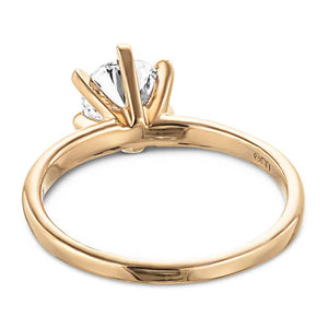  Lab-grown diamond rose gold six prong solitaire engagement ring.