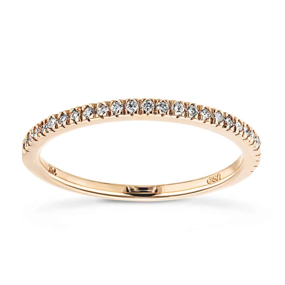 Diamond accented wedding band in recycled 14K rose gold made to fit the Venetian Engagement Ring 