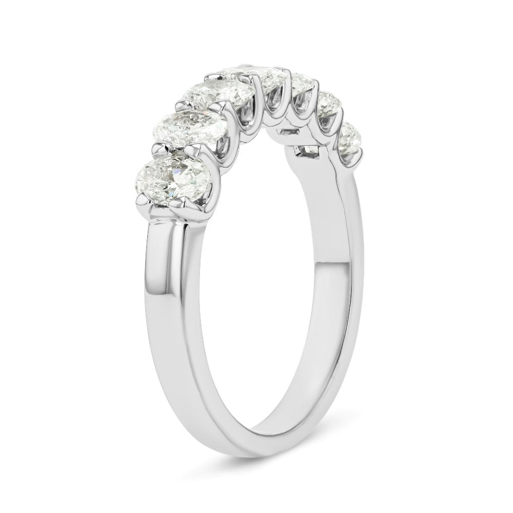 Shown in 14K White Gold|oval cut lab grown diamond fashion band set in 14k white gold recycled metal