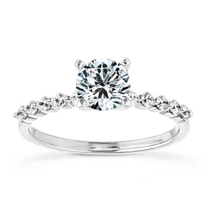  diamond accented engagement ring Shown with a 1.0ct Round cut Lab-Grown Diamond with accenting diamonds on the band in recycled 14K white gold