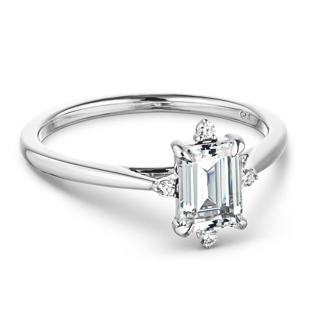 Zara Engagement Ring shown with a 1.0ct emerald cut Lab Grown Diamond in 14K white gold