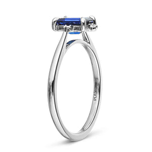 Zara Engagement Ring 1.0ct emerald cut Lab Grown Gemstone blue sapphire 14K white gold
