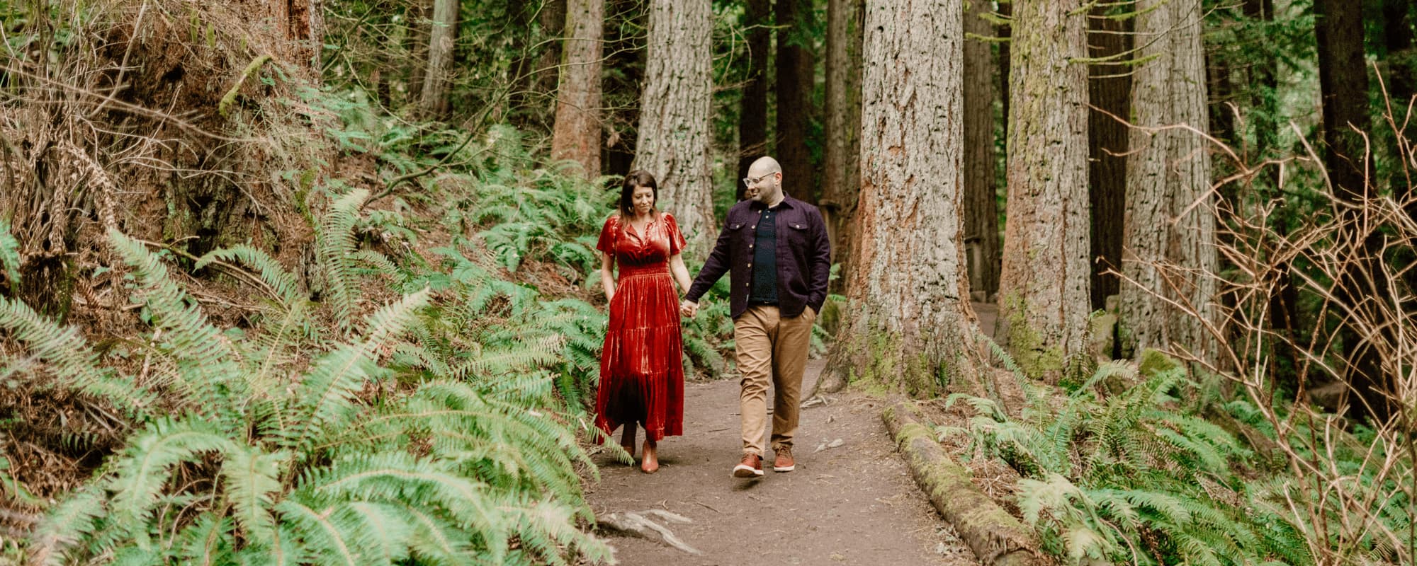 Andrew and Kate are walking in the forest. They are our latest #MiaDonnaHeroes featured couple.