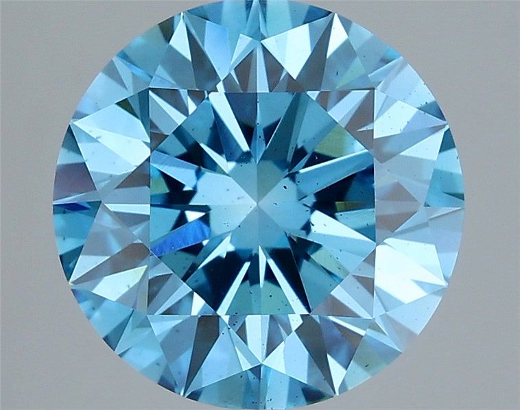 4.12 Carat Round Shaped, Ideal Cut, FANCY VIVID BLUE Color, SI1 Clarity, IGI Certified Lab Grown Diamond
