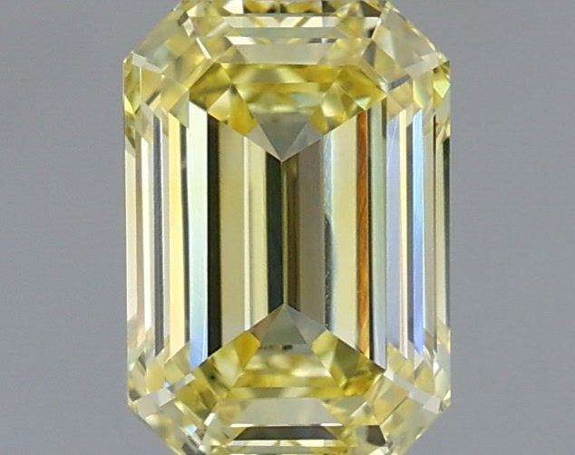 1.08 Carat Emerald Shaped, Very Good Cut, FANCY VIVID YELLOW Color, VVS2 Clarity, IGI Certified Lab Grown Diamond