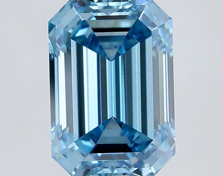 2.00 Carat Emerald Shaped, Very Good Cut, FANCY VIVID BLUE Color, VS1 Clarity, IGI Certified Lab Grown Diamond