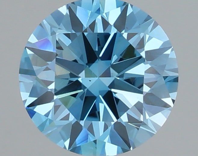 1.66 Carat Round Shaped, Ideal Cut, FANCY BLUE Color, VS2 Clarity, IGI Certified Lab Grown Diamond