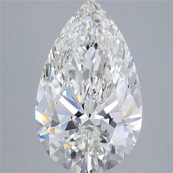 5.08 Carat Pear Shaped, Ideal Cut, F Color, VVS2 Clarity, IGI Certified Lab Grown Diamond