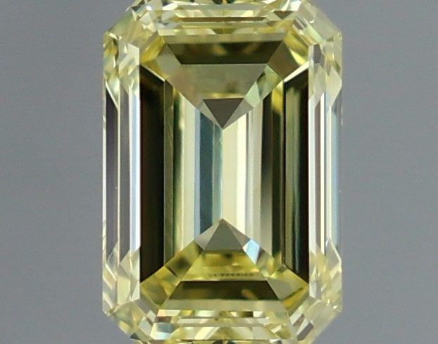 0.72 Carat Emerald Shaped, Very Good Cut, FANCY VIVID YELLOW Color, VVS2 Clarity, IGI Certified Lab Grown Diamond