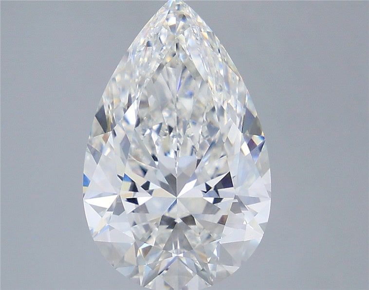 5.03 Carat Pear Shaped, Ideal Cut, F Color, VVS2 Clarity, IGI Certified Lab Grown Diamond