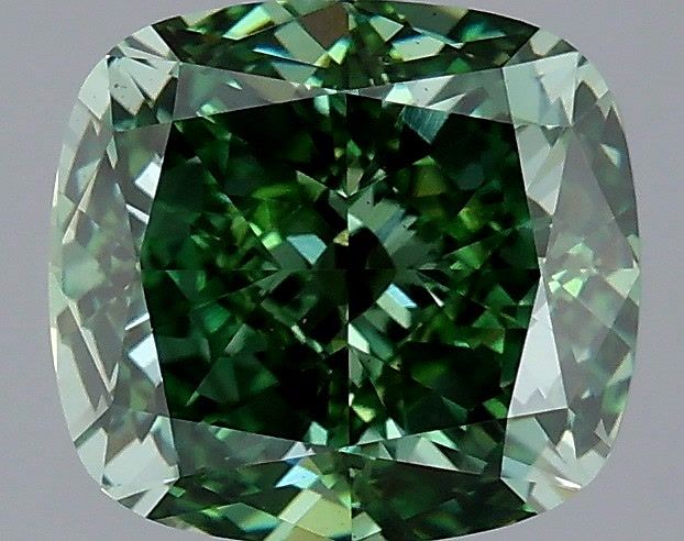 2.64 Carat Cushion Shaped, Very Good Cut, FANCY VIVID GREEN Color, VS1 Clarity, IGI Certified Lab Grown Diamond