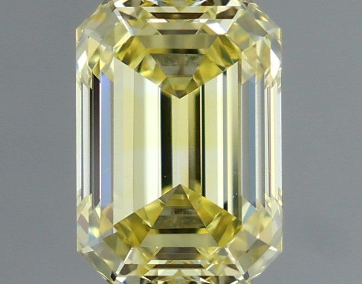 1.07 Carat Emerald Shaped, Very Good Cut, FANCY VIVID YELLOW Color, VVS2 Clarity, IGI Certified Lab Grown Diamond