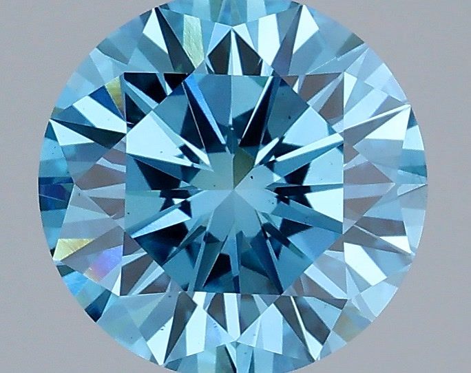 2.17 Carat Round Shaped, Excellent Cut, FANCY BLUE Color, VS2 Clarity, IGI Certified Lab Grown Diamond