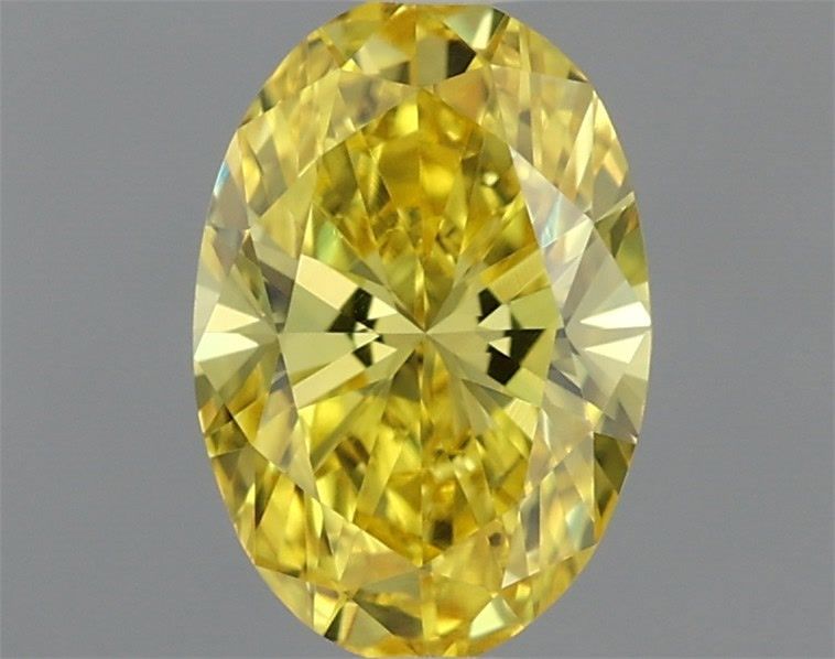 0.52 Carat Oval Shaped, Very Good Cut, FANCY VIVID YELLOW Color, VVS2 Clarity, IGI Certified Lab Grown Diamond