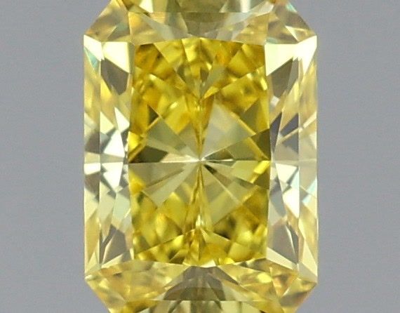 0.55 Carat Radiant Shaped, Very Good Cut, FANCY VIVID YELLOW Color, VVS2 Clarity, IGI Certified Lab Grown Diamond
