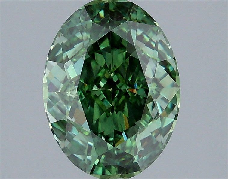 2.10 Carat Oval Shaped, Very Good Cut, FANCY VIVID GREEN Color, VVS2 Clarity, IGI Certified Lab Grown Diamond