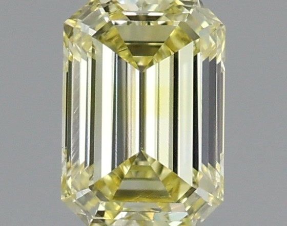 0.53 Carat Emerald Shaped, Very Good Cut, FANCY VIVID YELLOW Color, VS1 Clarity, IGI Certified Lab Grown Diamond