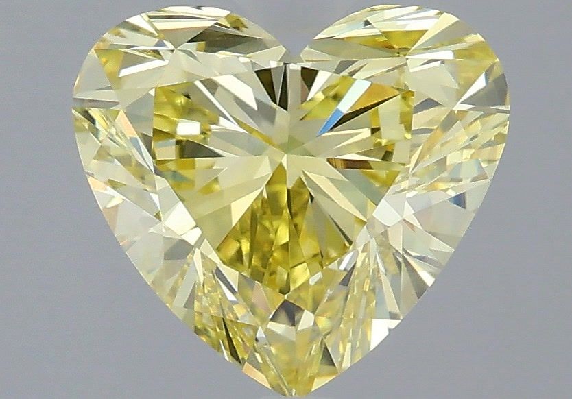 1.85 Carat Heart Shaped, Very Good Cut, FANCY VIVID YELLOW Color, VVS2 Clarity, IGI Certified Lab Grown Diamond
