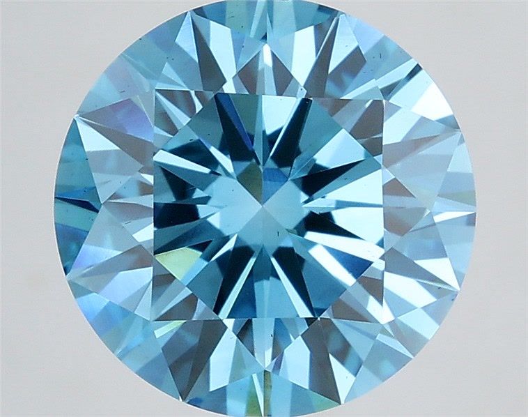 5.01 Carat Round Shaped, Ideal Cut, FANCY BLUE Color, VS2 Clarity, IGI Certified Lab Grown Diamond