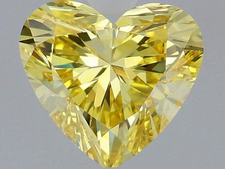 1.53 Carat Heart Shaped, Very Good Cut, FANCY VIVID YELLOW Color, VS1 Clarity, IGI Certified Lab Grown Diamond