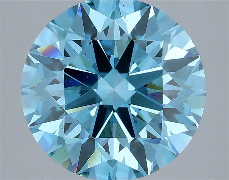 4.05 Carat Round Shaped, Ideal Cut, FANCY VIVID BLUE Color, VS2 Clarity, IGI Certified Lab Grown Diamond