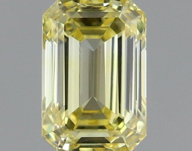 0.75 Carat Emerald Shaped, Very Good Cut, FANCY VIVID YELLOW Color, VS1 Clarity, IGI Certified Lab Grown Diamond