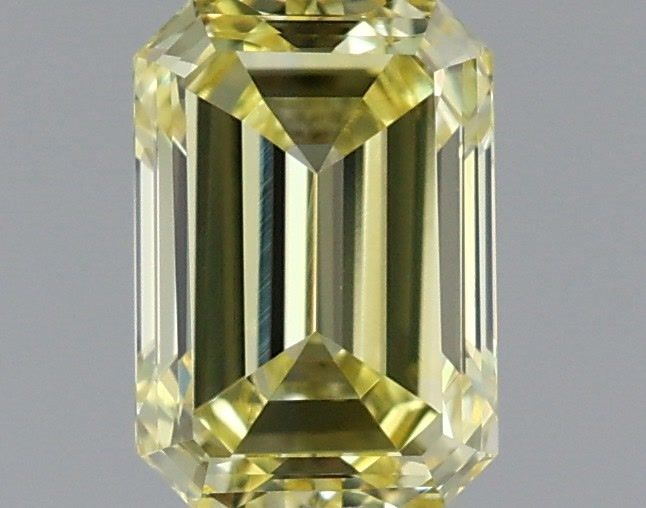 0.80 Carat Emerald Shaped, Very Good Cut, FANCY VIVID YELLOW Color, VVS2 Clarity, IGI Certified Lab Grown Diamond
