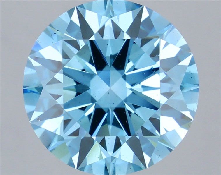 5.04 Carat Round Shaped, Ideal Cut, FANCY BLUE Color, SI1 Clarity, IGI Certified Lab Grown Diamond