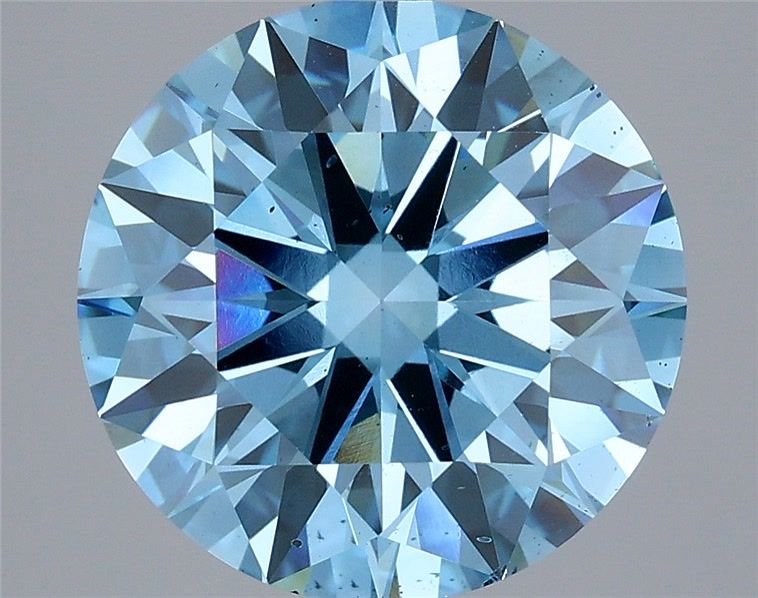 5.04 Carat Round Shaped, Ideal Cut, FANCY BLUE Color, SI1 Clarity, IGI Certified Lab Grown Diamond