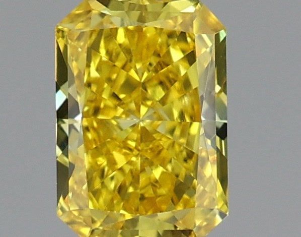 0.55 Carat Radiant Shaped, Very Good Cut, FANCY VIVID YELLOW Color, VVS2 Clarity, IGI Certified Lab Grown Diamond
