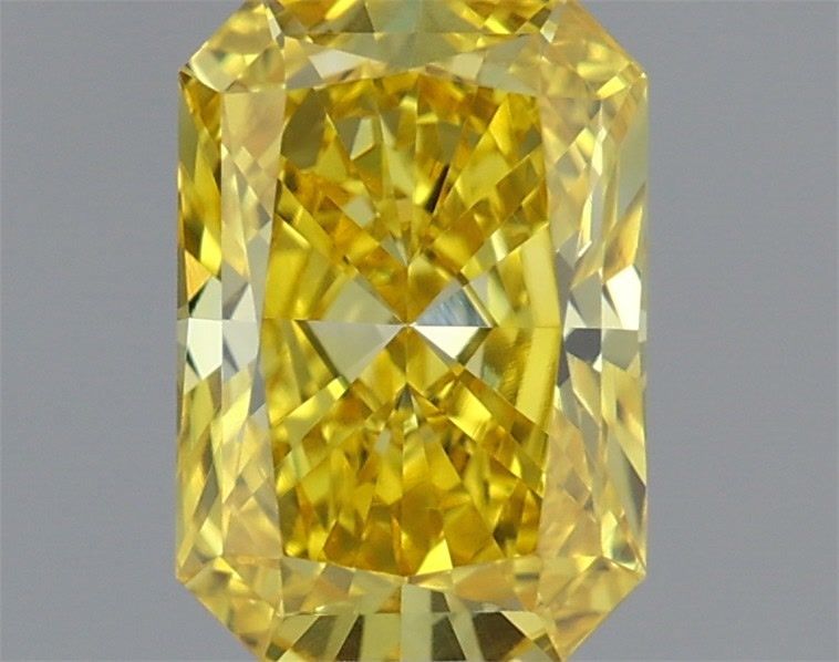 0.70 Carat Radiant Shaped, Very Good Cut, FANCY VIVID YELLOW Color, VVS2 Clarity, IGI Certified Lab Grown Diamond