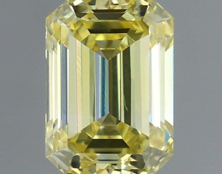 1.10 Carat Emerald Shaped, Very Good Cut, FANCY VIVID YELLOW Color, VS1 Clarity, IGI Certified Lab Grown Diamond