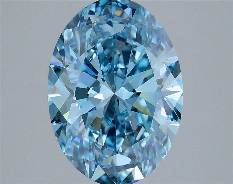 3.54 Carat Oval Shaped, Very Good Cut, FANCY BLUE Color, VS2 Clarity, IGI Certified Lab Grown Diamond