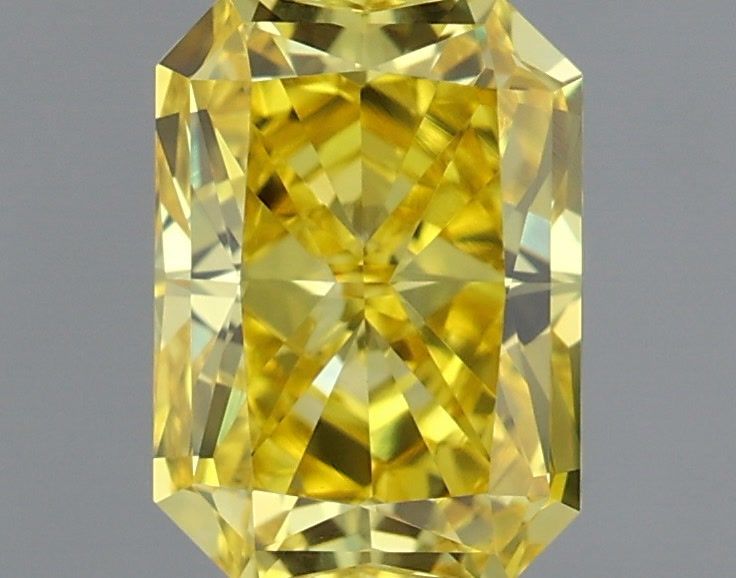 0.72 Carat Radiant Shaped, Very Good Cut, FANCY VIVID YELLOW Color, VVS2 Clarity, IGI Certified Lab Grown Diamond