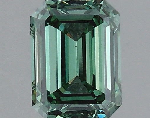 1.00 Carat Emerald Shaped, Ideal Cut, FANCY VIVID GREEN Color, VS1 Clarity, IGI Certified Lab Grown Diamond