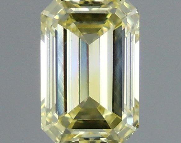 0.57 Carat Emerald Shaped, Very Good Cut, FANCY VIVID YELLOW Color, VS1 Clarity, IGI Certified Lab Grown Diamond