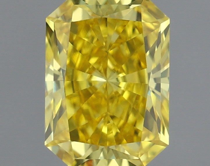 0.53 Carat Radiant Shaped, Very Good Cut, FANCY VIVID YELLOW Color, VVS2 Clarity, IGI Certified Lab Grown Diamond