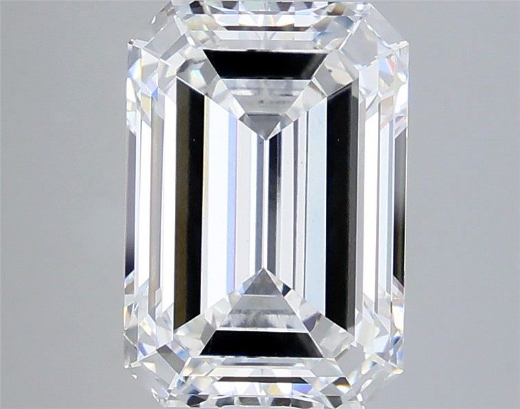 5.07 Carat Emerald Shaped, Ideal Cut, F Color, VVS2 Clarity, IGI Certified Lab Grown Diamond