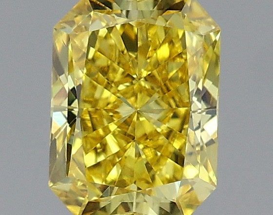 0.54 Carat Radiant Shaped, Very Good Cut, FANCY VIVID YELLOW Color, VVS2 Clarity, IGI Certified Lab Grown Diamond