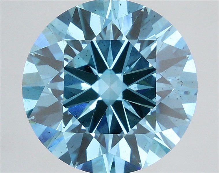 5.08 Carat Round Shaped, Excellent Cut, FANCY BLUE Color, SI1 Clarity, IGI Certified Lab Grown Diamond