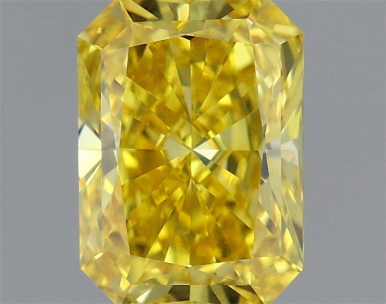 0.81 Carat Radiant Shaped, Very Good Cut, FANCY VIVID YELLOW Color, VVS2 Clarity, IGI Certified Lab Grown Diamond