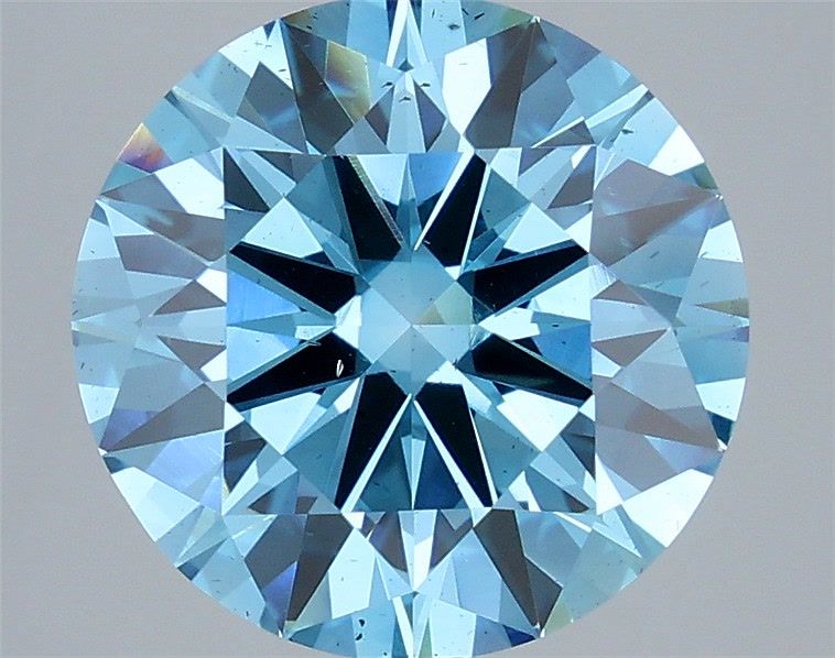 5.10 Carat Round Shaped, Excellent Cut, FANCY BLUE Color, SI1 Clarity, IGI Certified Lab Grown Diamond