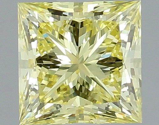 0.80 Carat Princess Shaped, Very Good Cut, FANCY VIVID YELLOW Color, VVS2 Clarity, IGI Certified Lab Grown Diamond