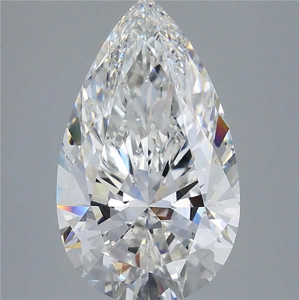 5.05 Carat Pear Shaped, Ideal Cut, F Color, VVS2 Clarity, IGI Certified Lab Grown Diamond